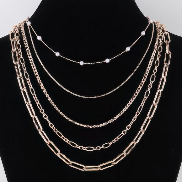 Multi Chain Drop Necklace - Picture 1 of 2